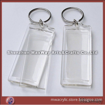 Rectagular clear acrylic/lucite key chain/key ring